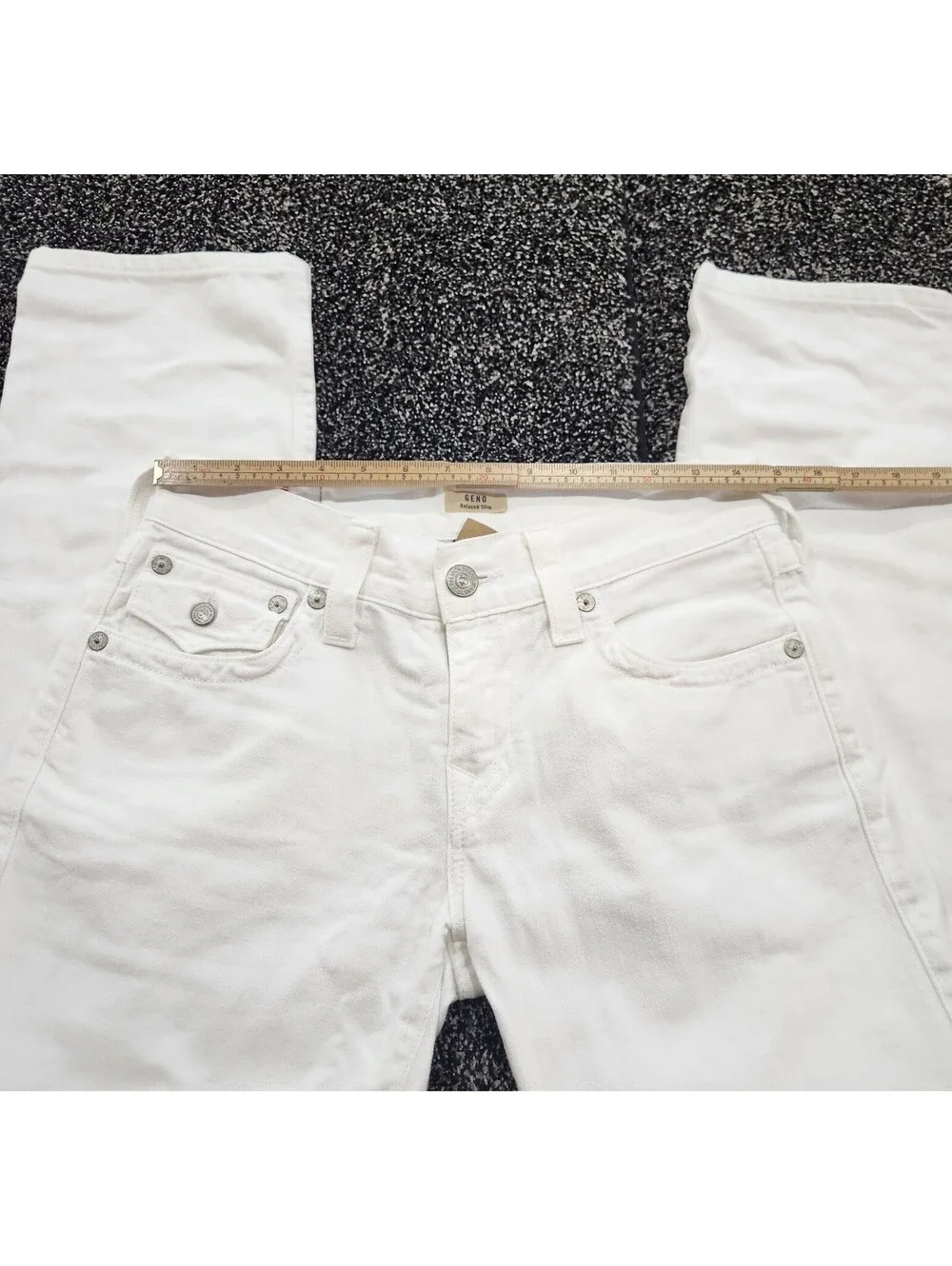 True Religion GENO Relaxed Slim Men Optic White Denim Jeans Size 30 Made in USA
